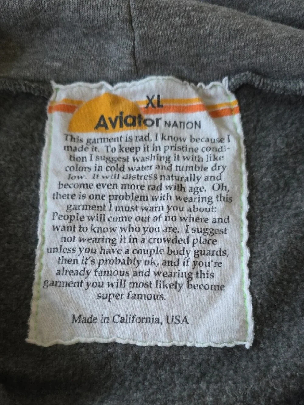 Aviator Nation Gray Zip-Up 5-Stripe Hoodie - Picture 3 of 13
